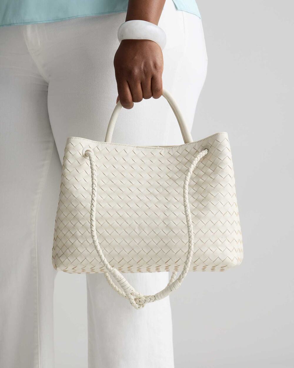 Quince Romy Handwoven Sheep Leather Satchel Bone Shoulder Capsule Neutral Office